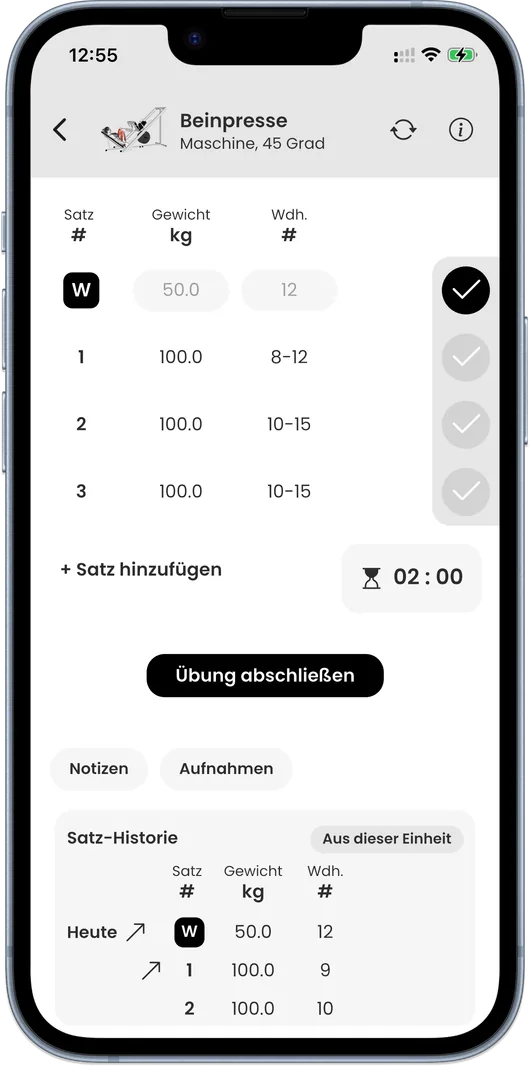 GymClub App: Trainings-Tracking mit Sätzen, Gewicht und Wiederholungen